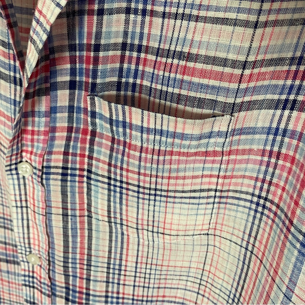 Frank & Eileen Plaid Linen Blouse Top Shirt Size XS Long Sleeve Button Front - Picture 8 of 13